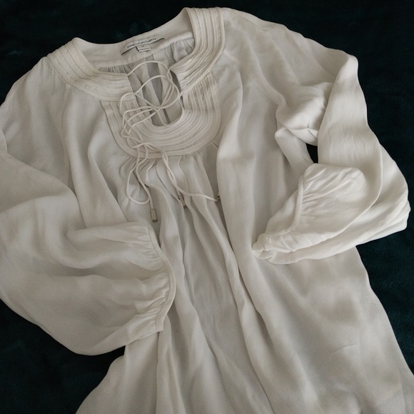 Diane von Furstenberg white blouse - size 12 - vintage - Picture 3 of 7